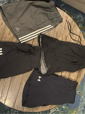 adidas Men’s Athletic Shorts in Dark Gray with White Stripes